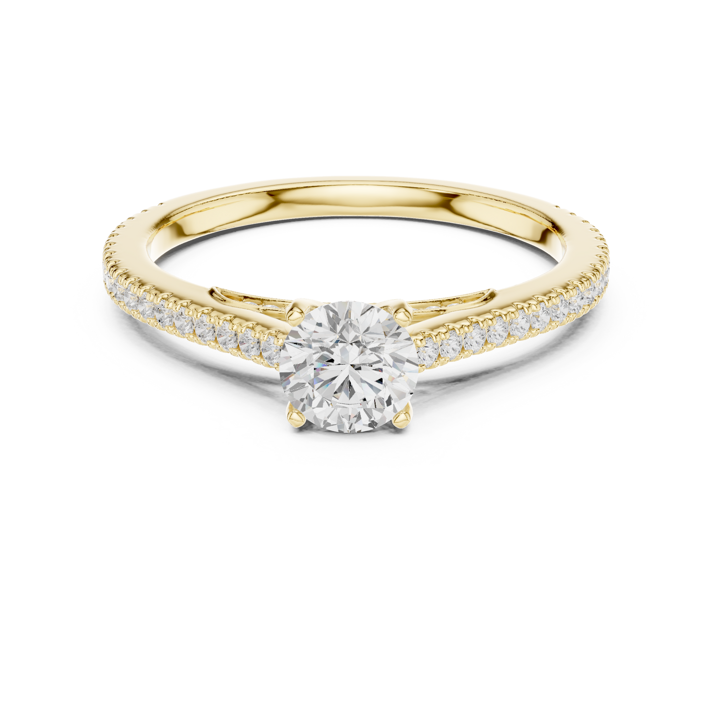 Round Side Stone Lab Grown Diamond Ring