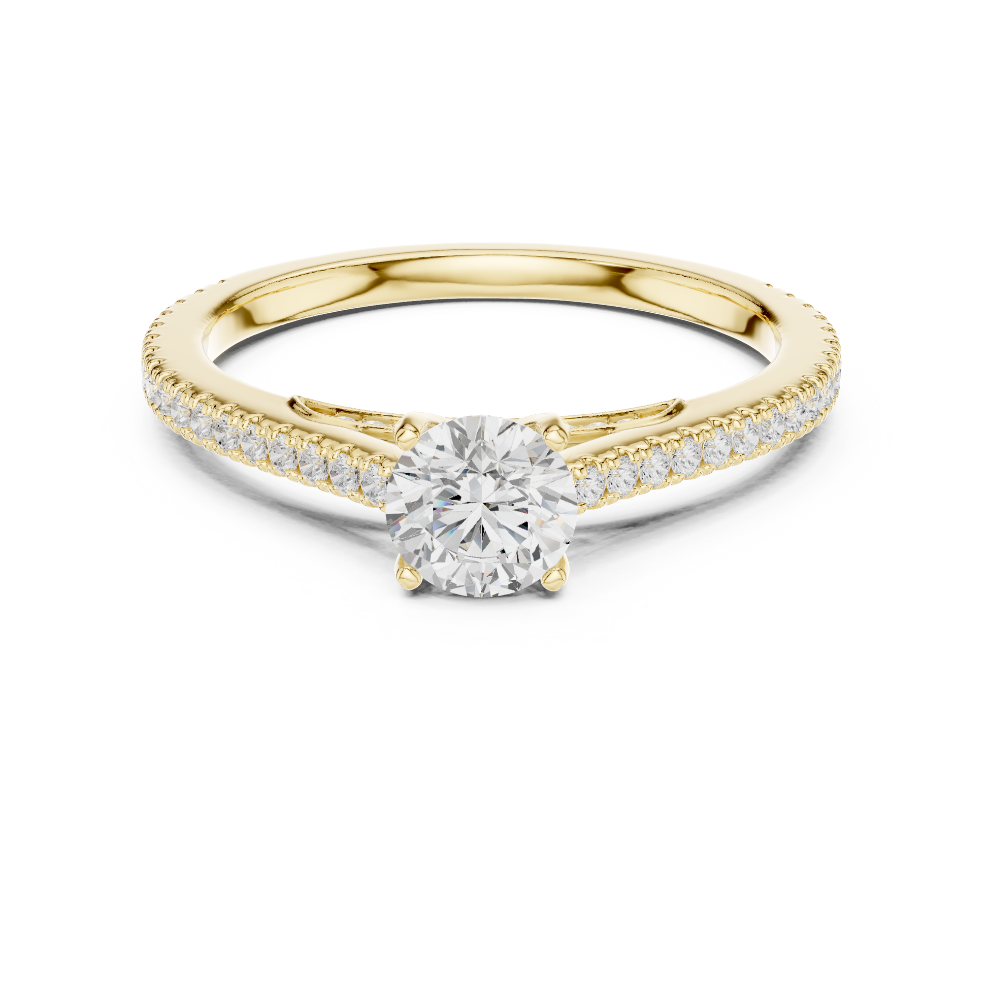 Round Side Stone Lab Grown Diamond Ring