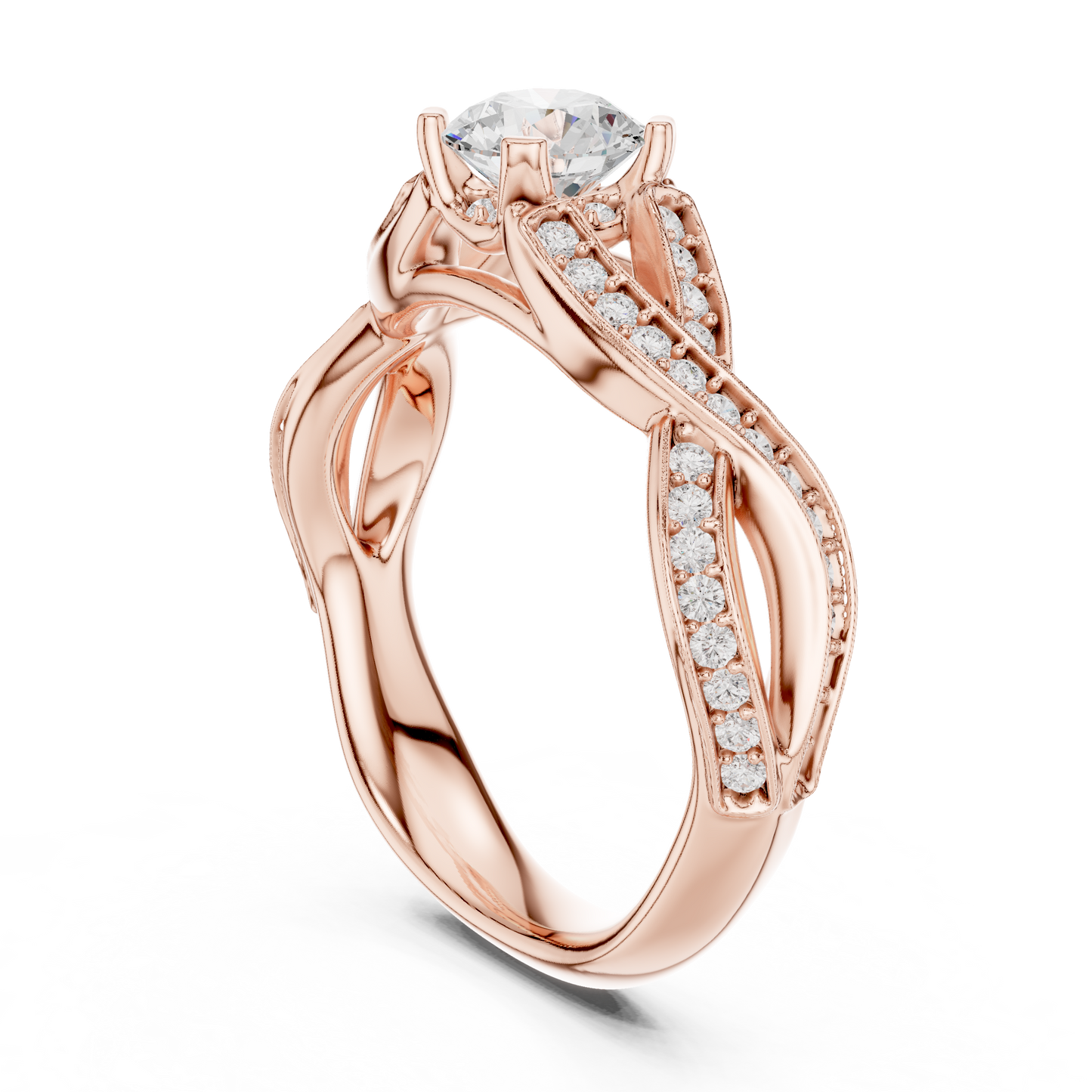 Round Side Stone Lab Grown Diamond Ring