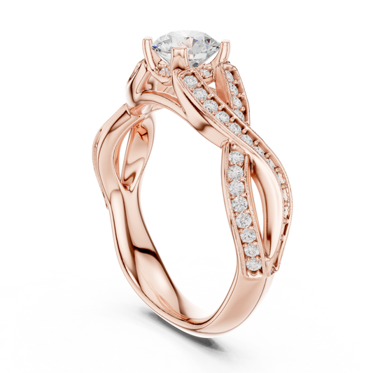 Round Side Stone Lab Grown Diamond Ring