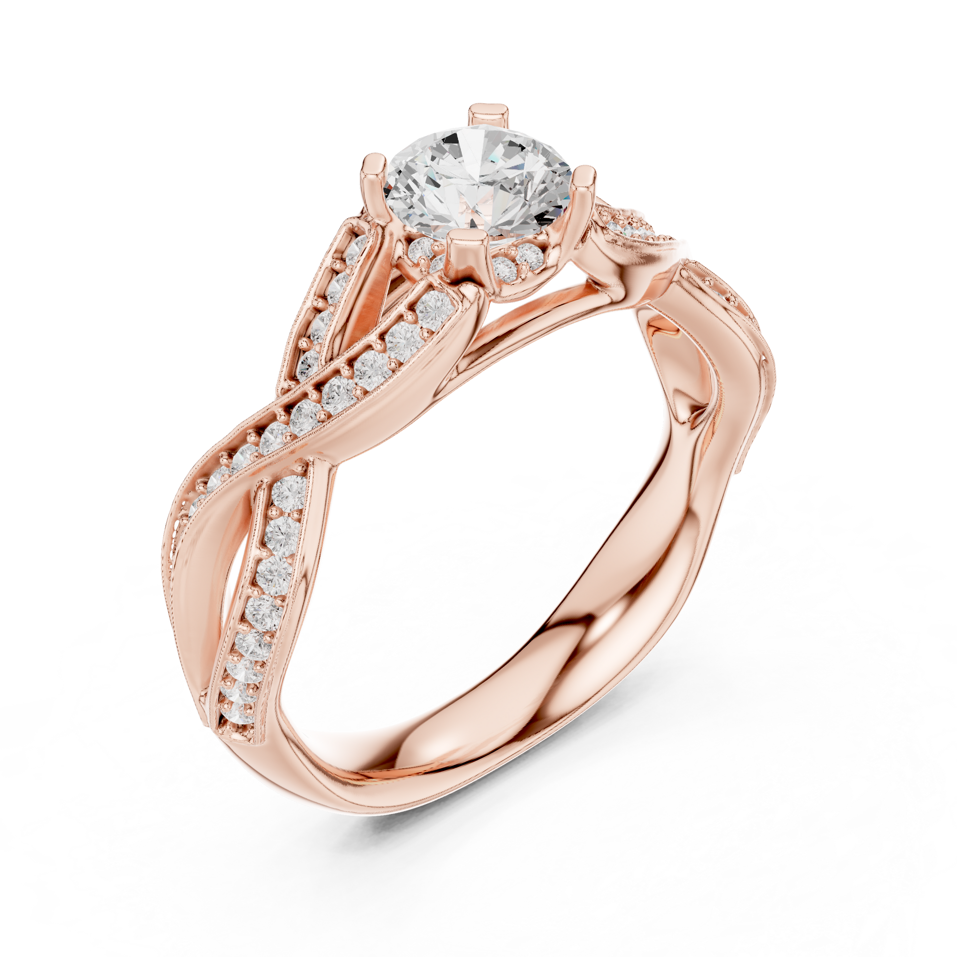 Round Side Stone Lab Grown Diamond Ring