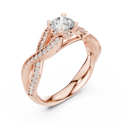 Round Side Stone Lab Grown Diamond Ring