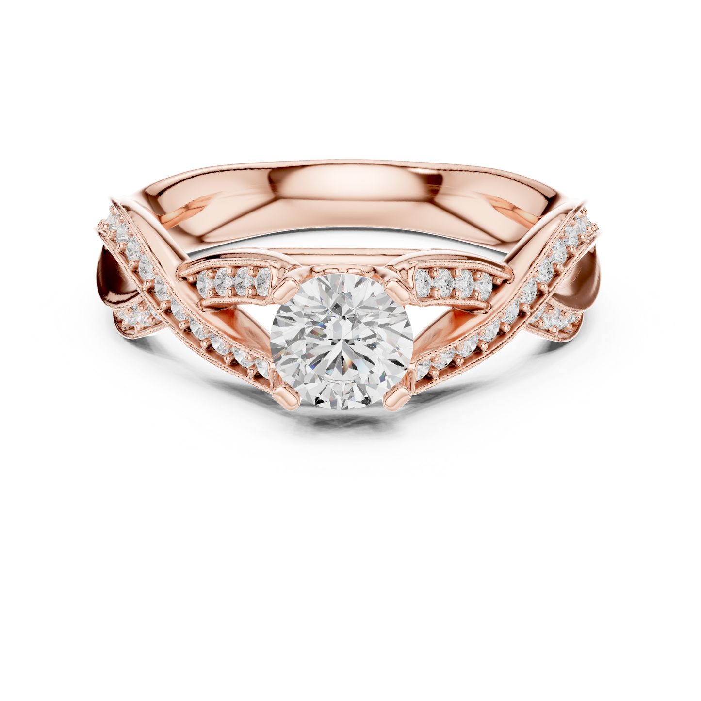 Round Side Stone Lab Grown Diamond Ring