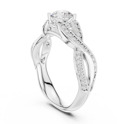 Round Side Stone Lab Grown Diamond Ring