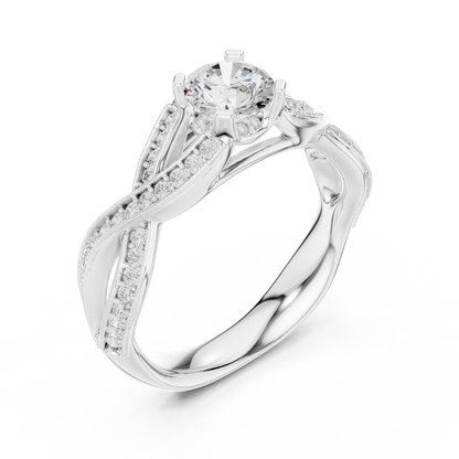 Round Side Stone Lab Grown Diamond Ring