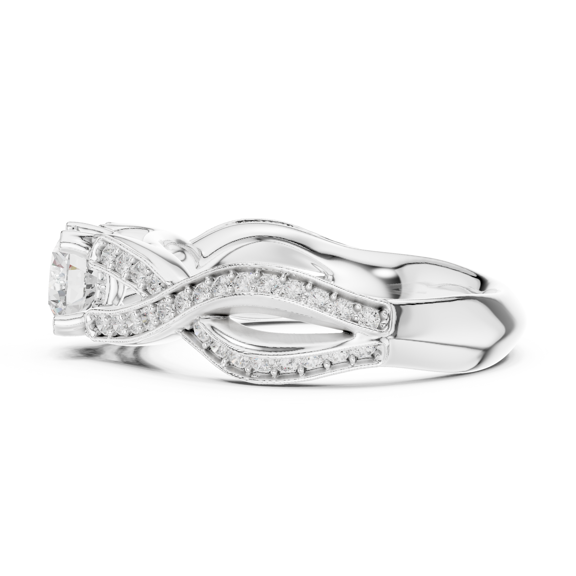 Round Side Stone Lab Grown Diamond Ring