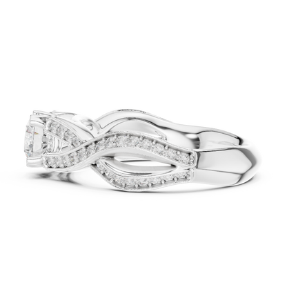 Round Side Stone Lab Grown Diamond Ring