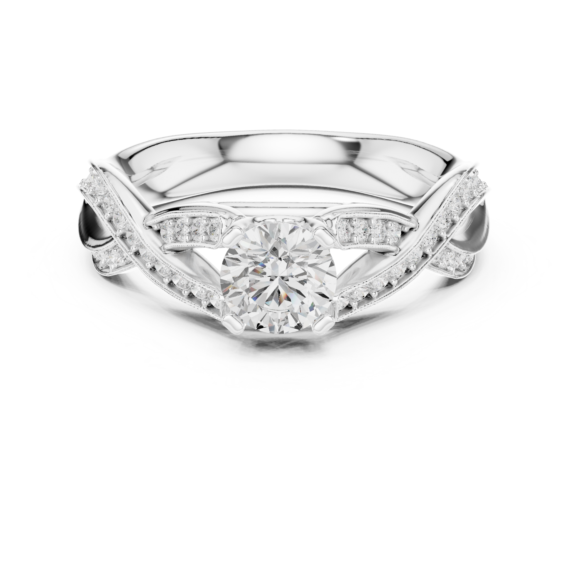 Round Side Stone Lab Grown Diamond Ring