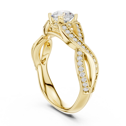 Round Side Stone Lab Grown Diamond Ring