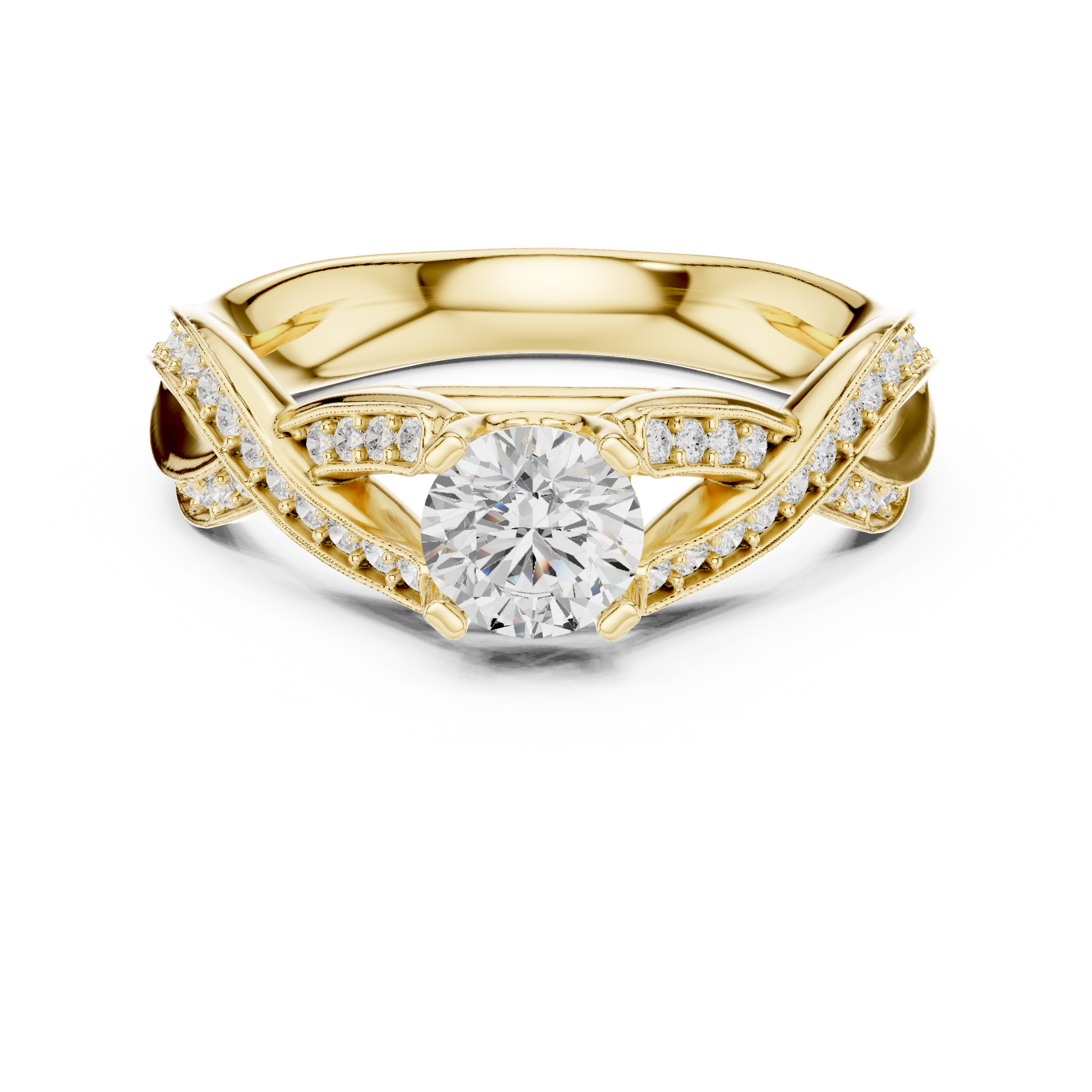 Round Side Stone Lab Grown Diamond Ring