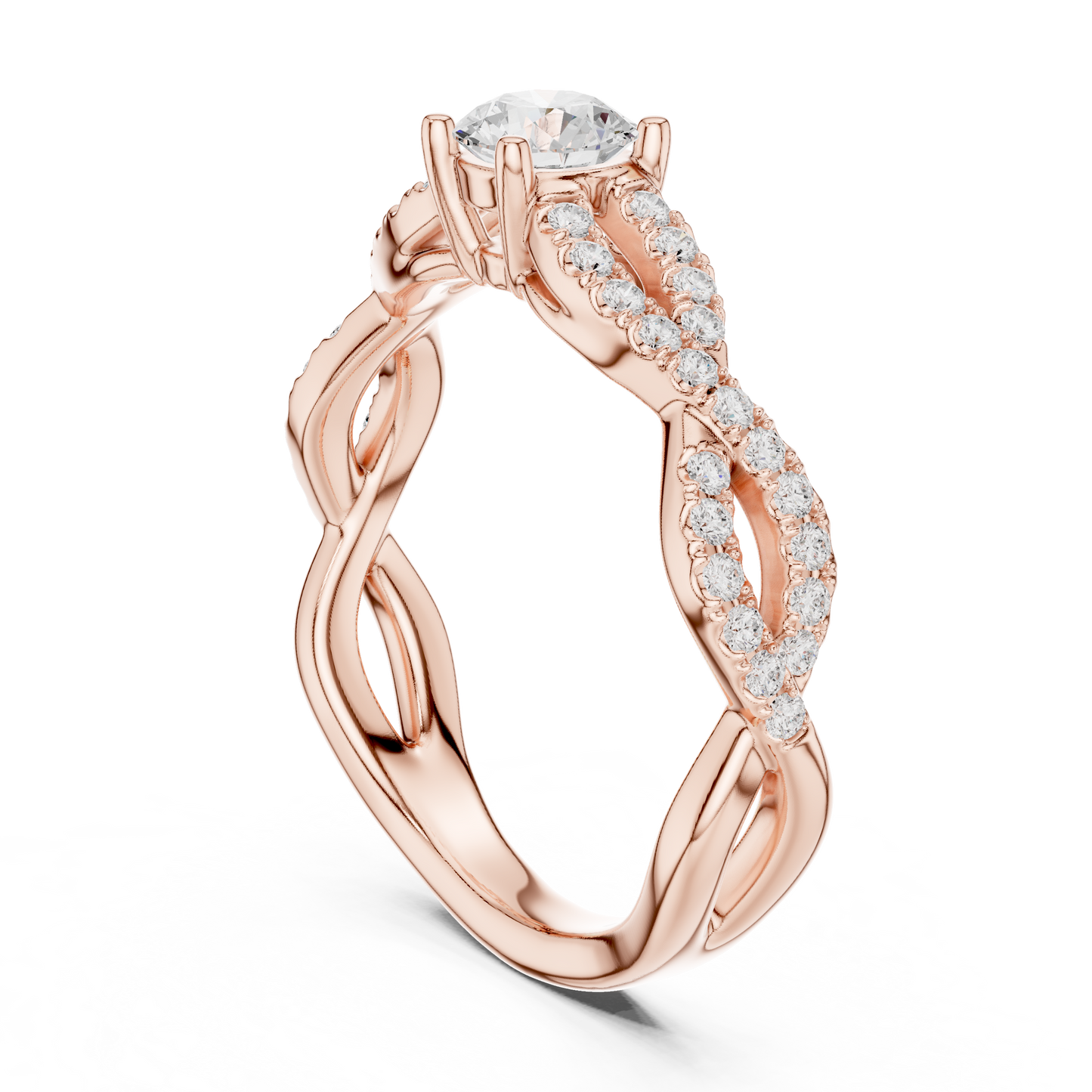 Round Side Stone Lab Grown Diamond Ring
