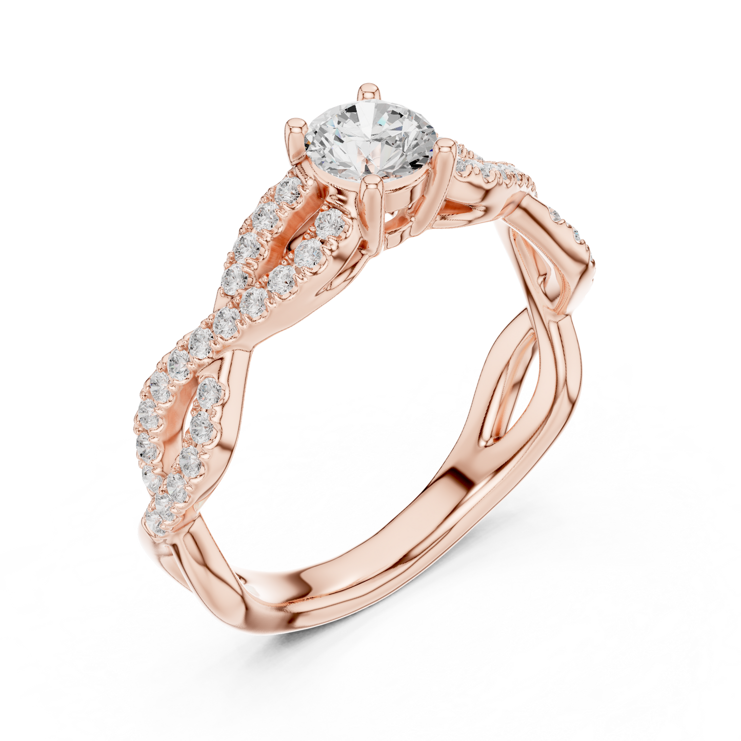 Round Side Stone Lab Grown Diamond Ring