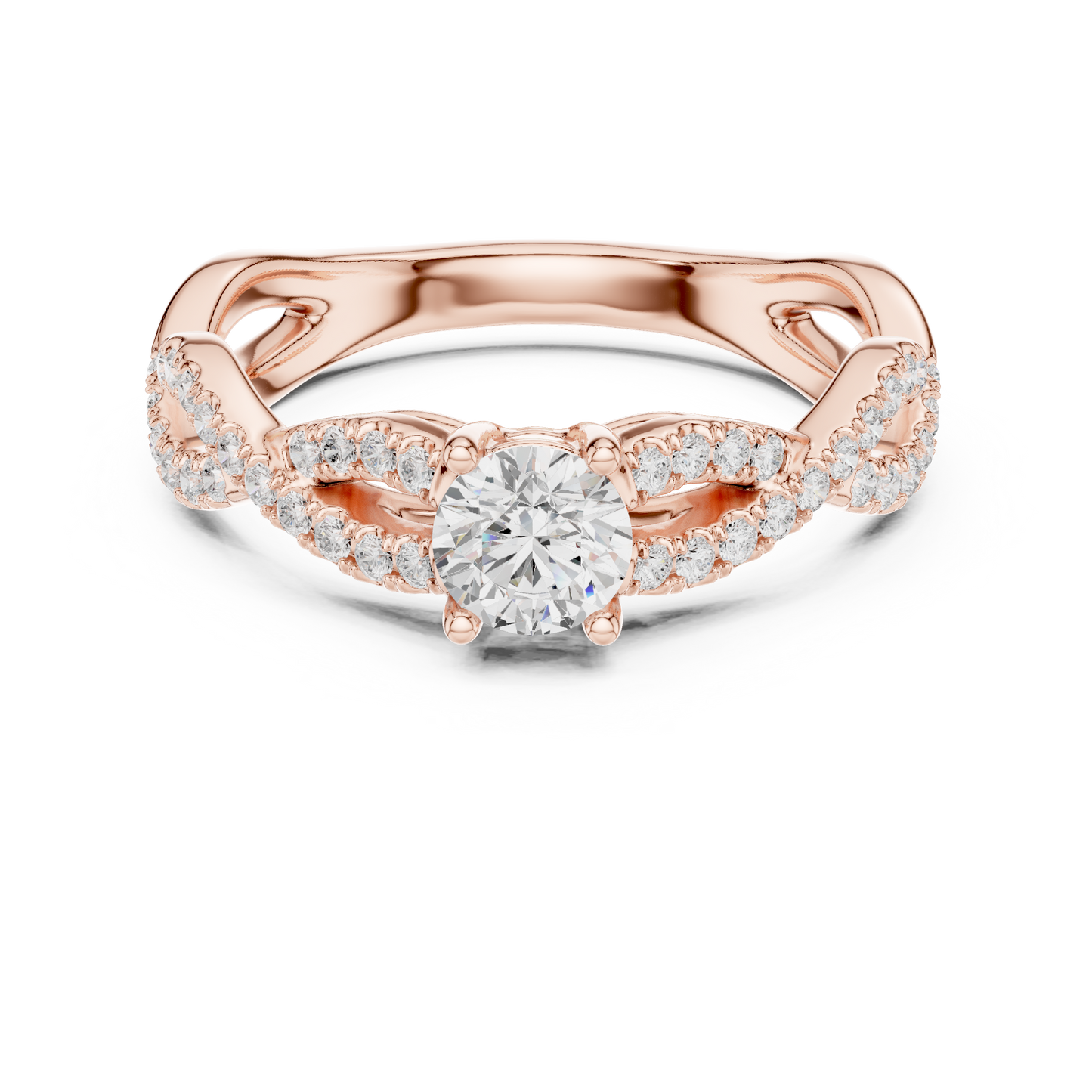 Round Side Stone Lab Grown Diamond Ring