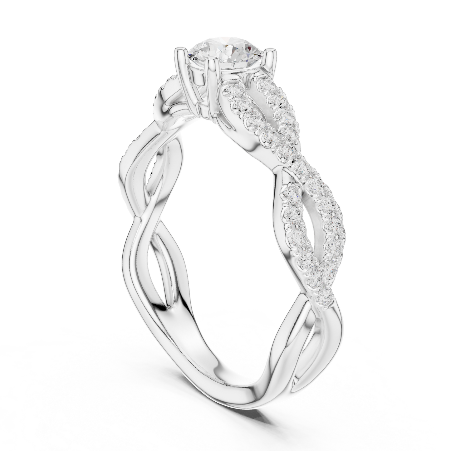 Round Side Stone Lab Grown Diamond Ring