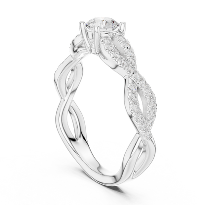 Round Side Stone Lab Grown Diamond Ring