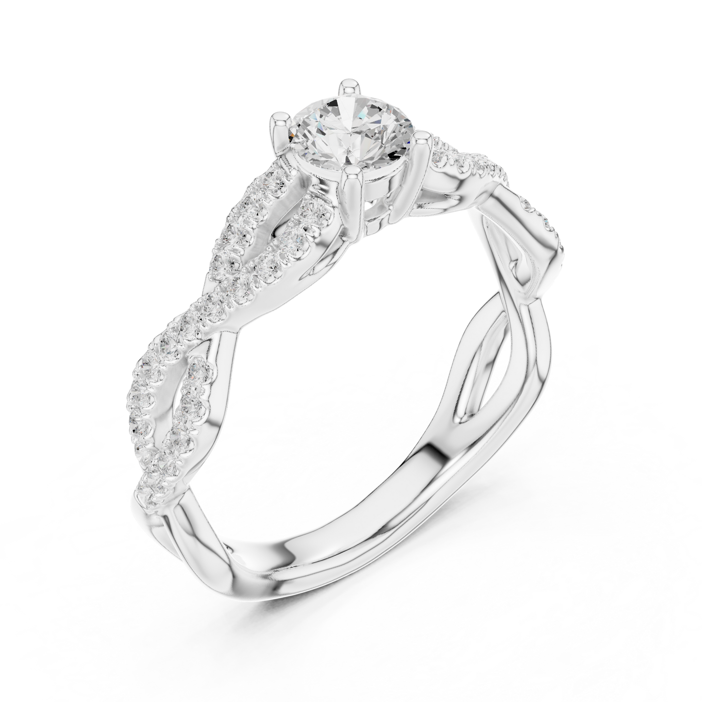 Round Side Stone Lab Grown Diamond Ring