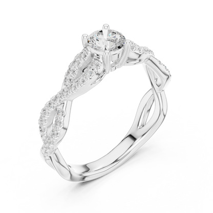 Round Side Stone Lab Grown Diamond Ring