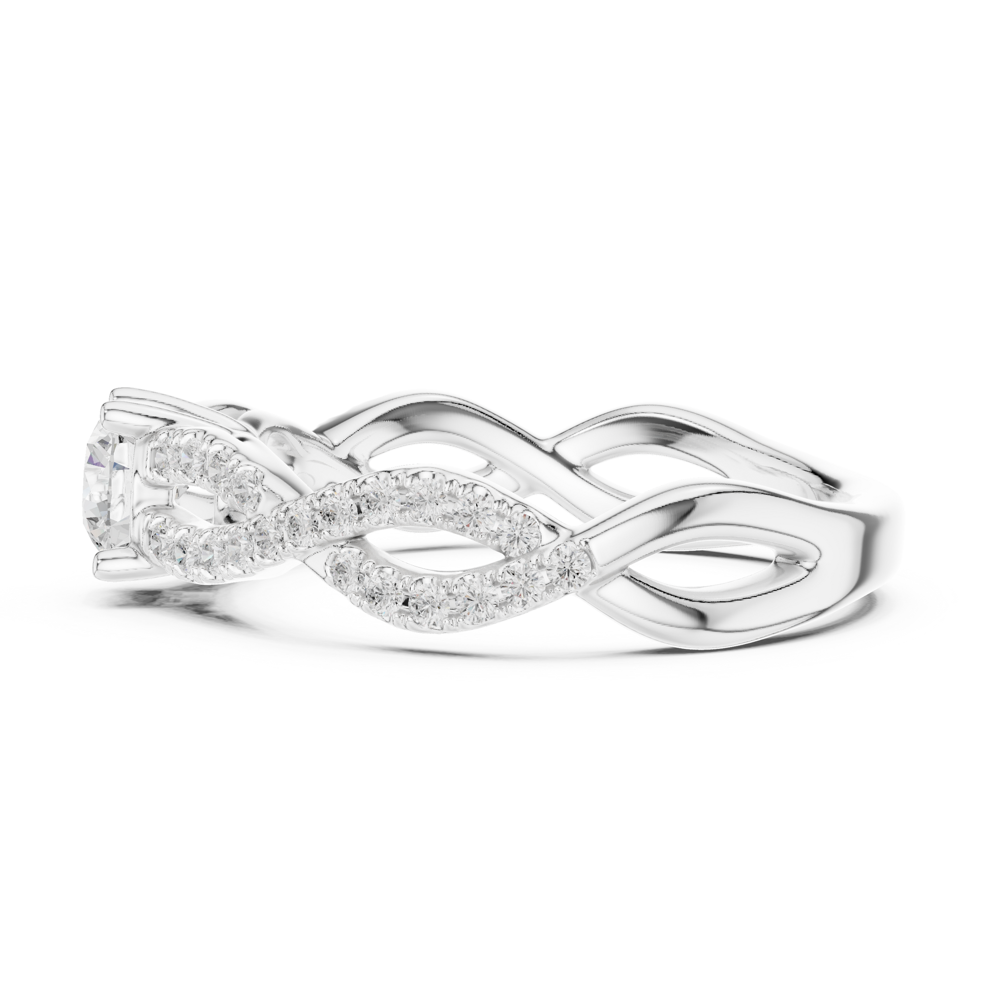 Round Side Stone Lab Grown Diamond Ring