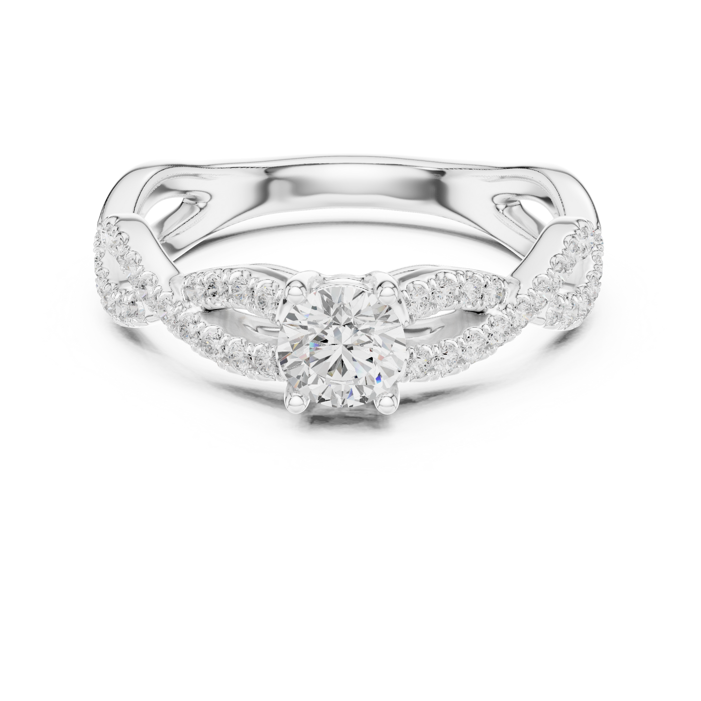 Round Side Stone Lab Grown Diamond Ring