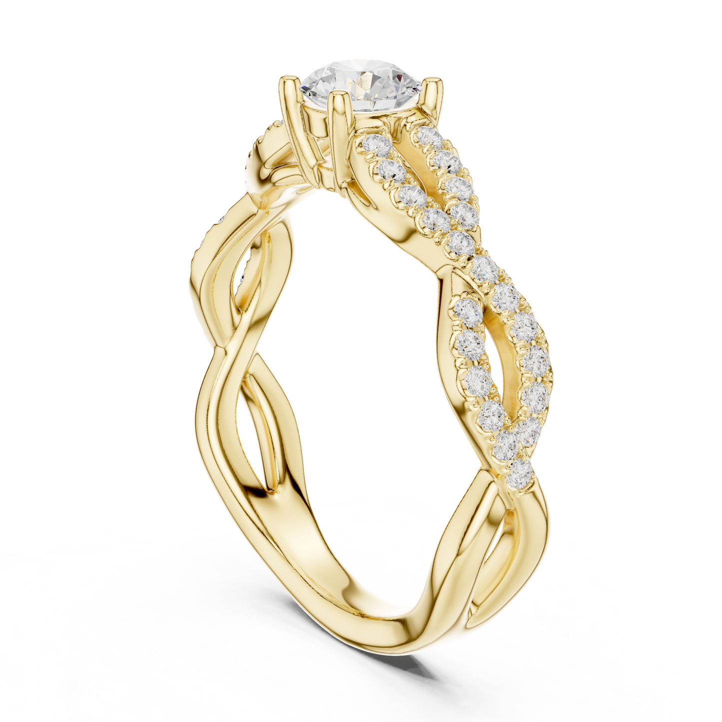 Round Side Stone Lab Grown Diamond Ring