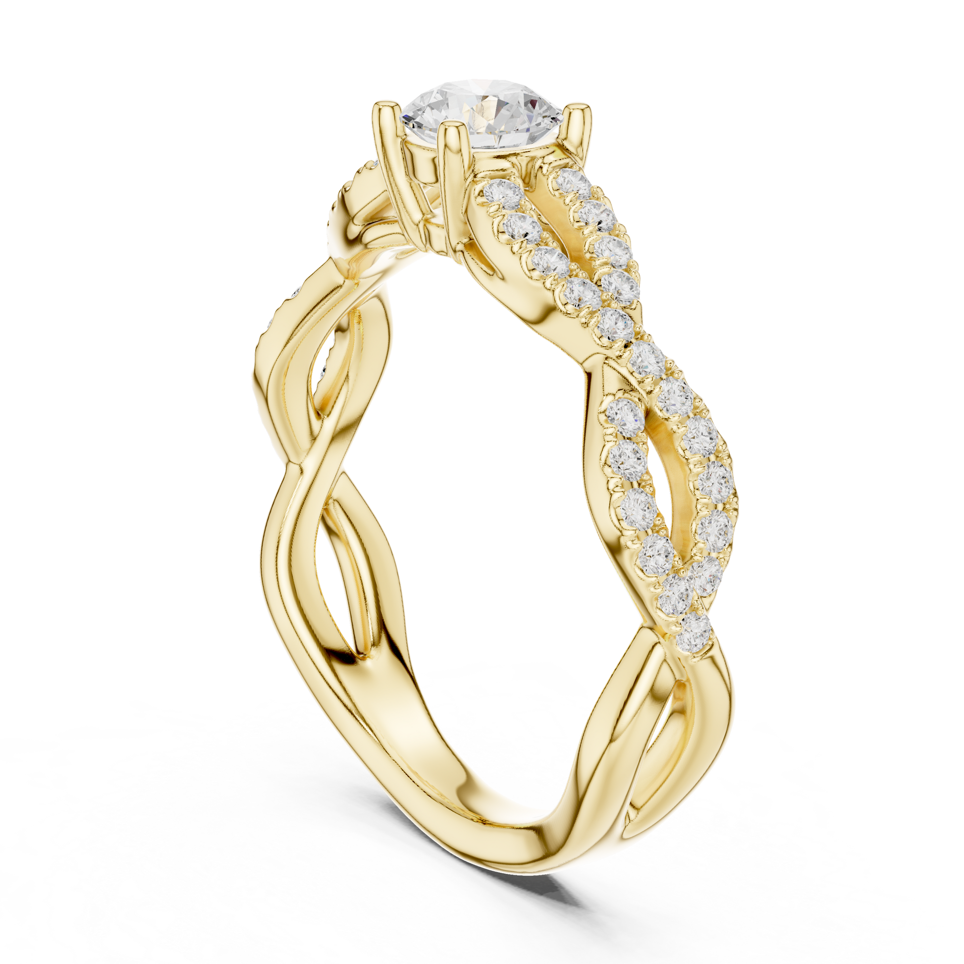 Round Side Stone Lab Grown Diamond Ring