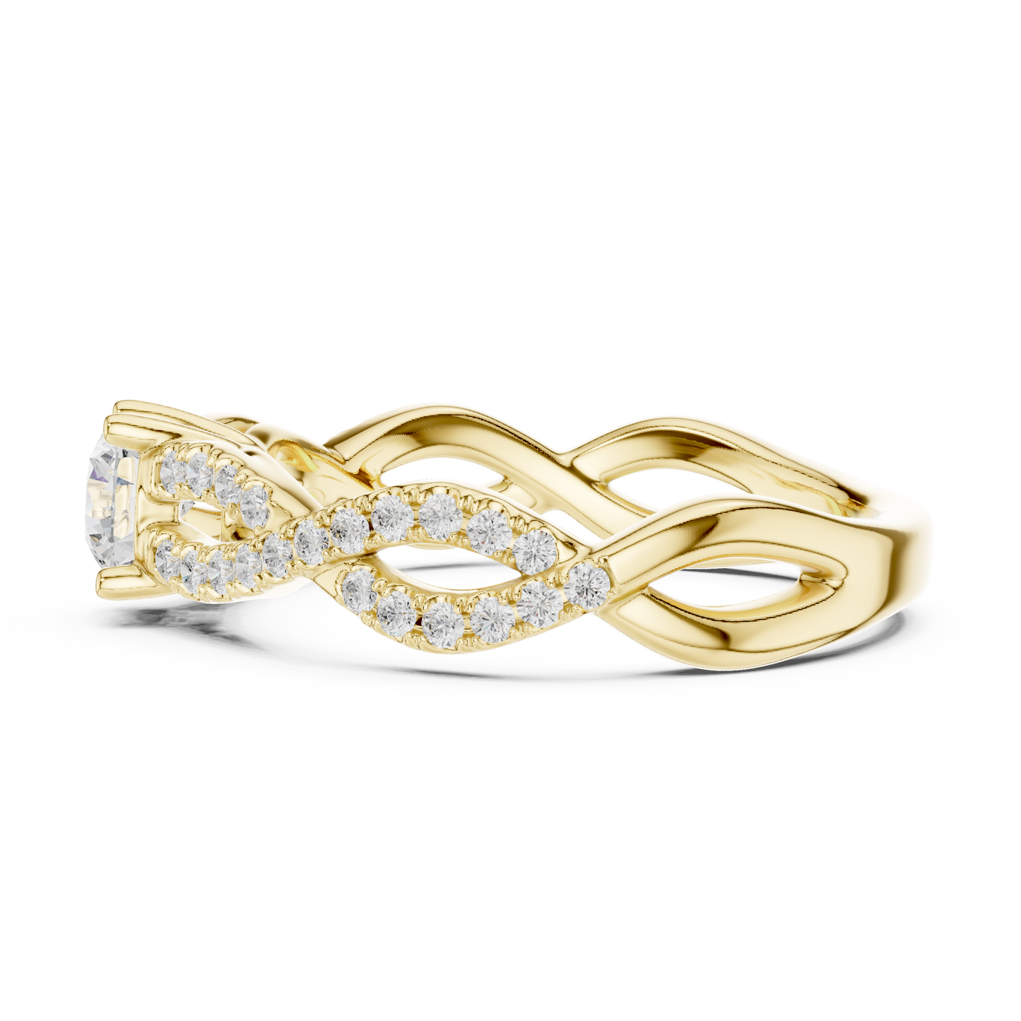 Round Side Stone Lab Grown Diamond Ring