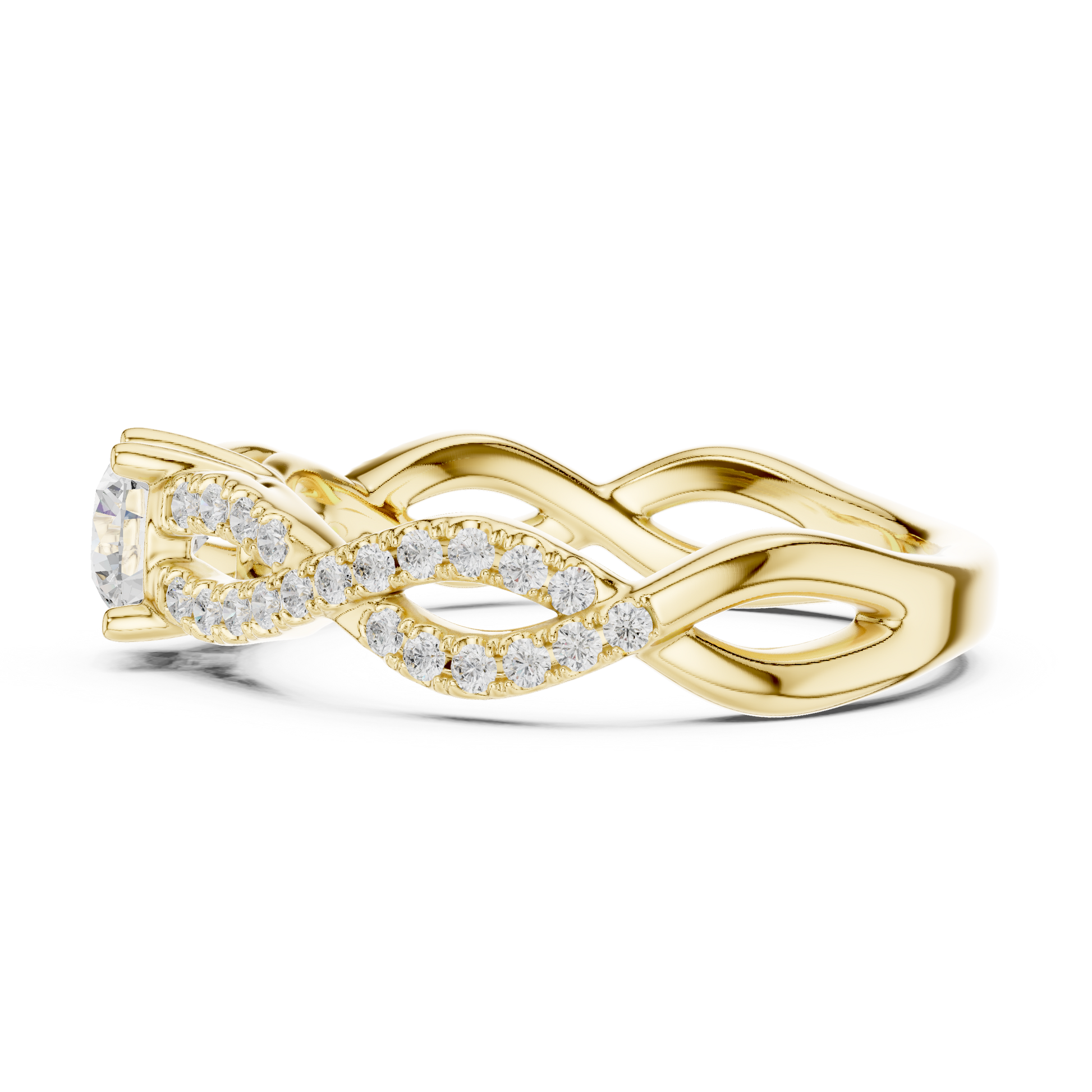 Round Side Stone Lab Grown Diamond Ring