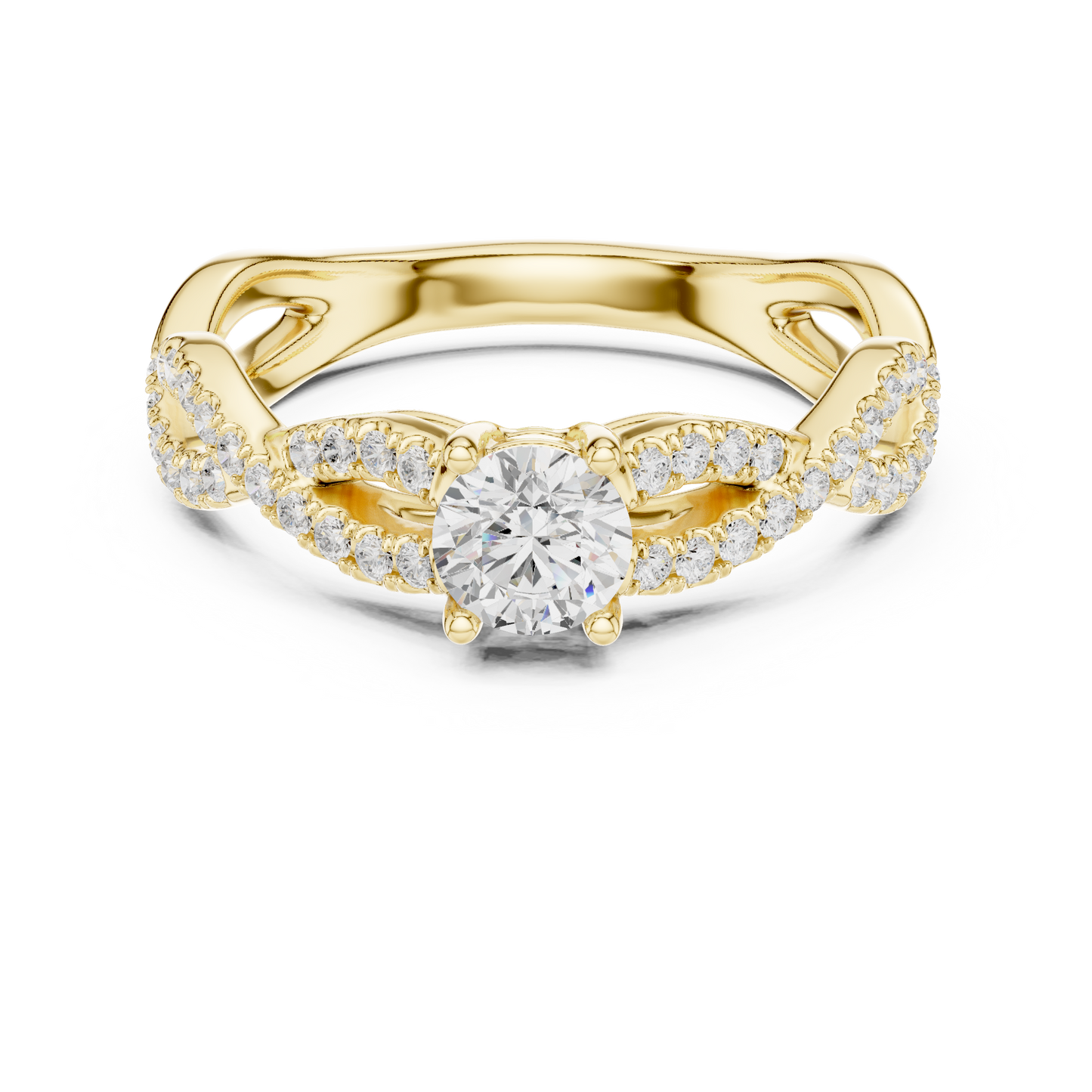 Round Side Stone Lab Grown Diamond Ring