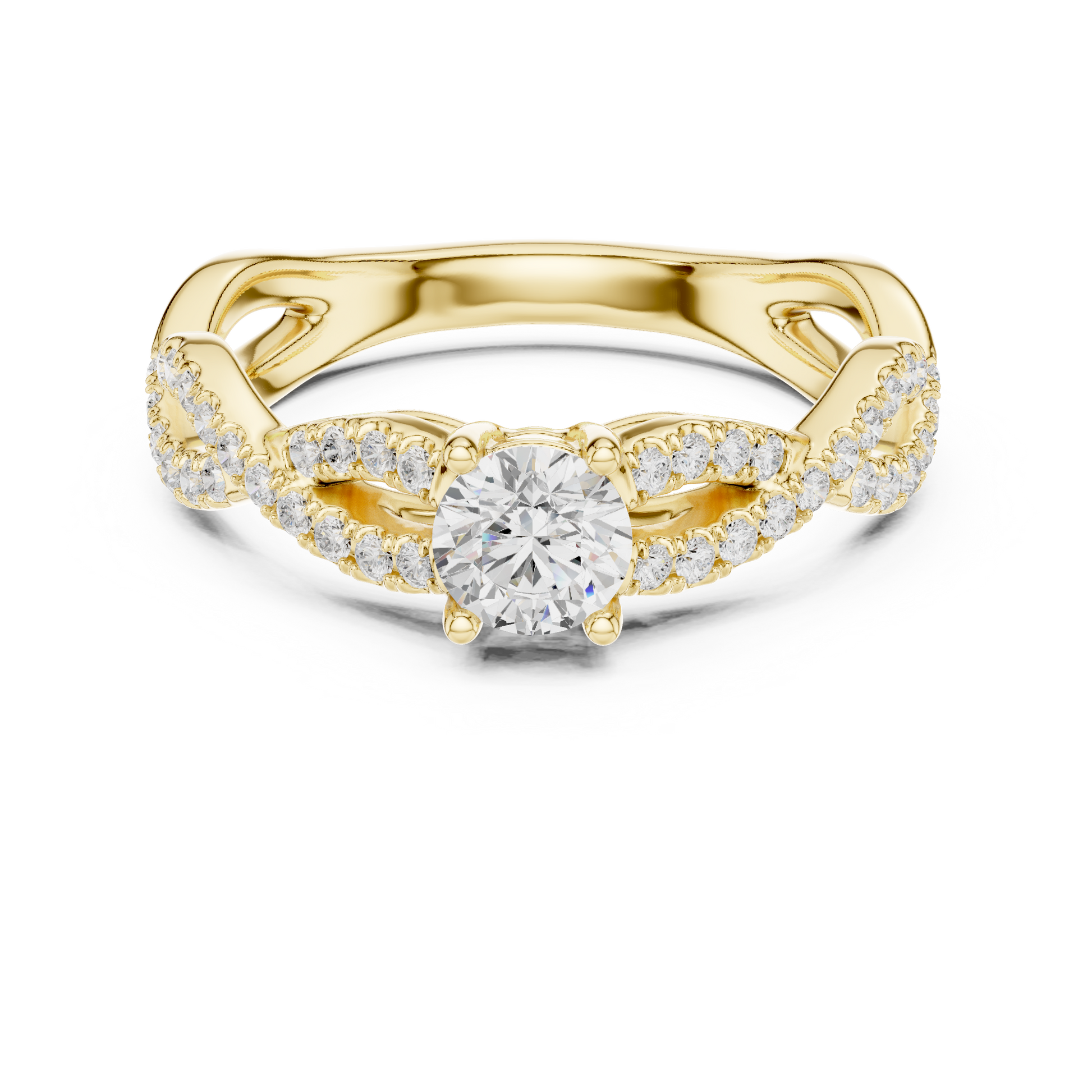 Round Side Stone Lab Grown Diamond Ring