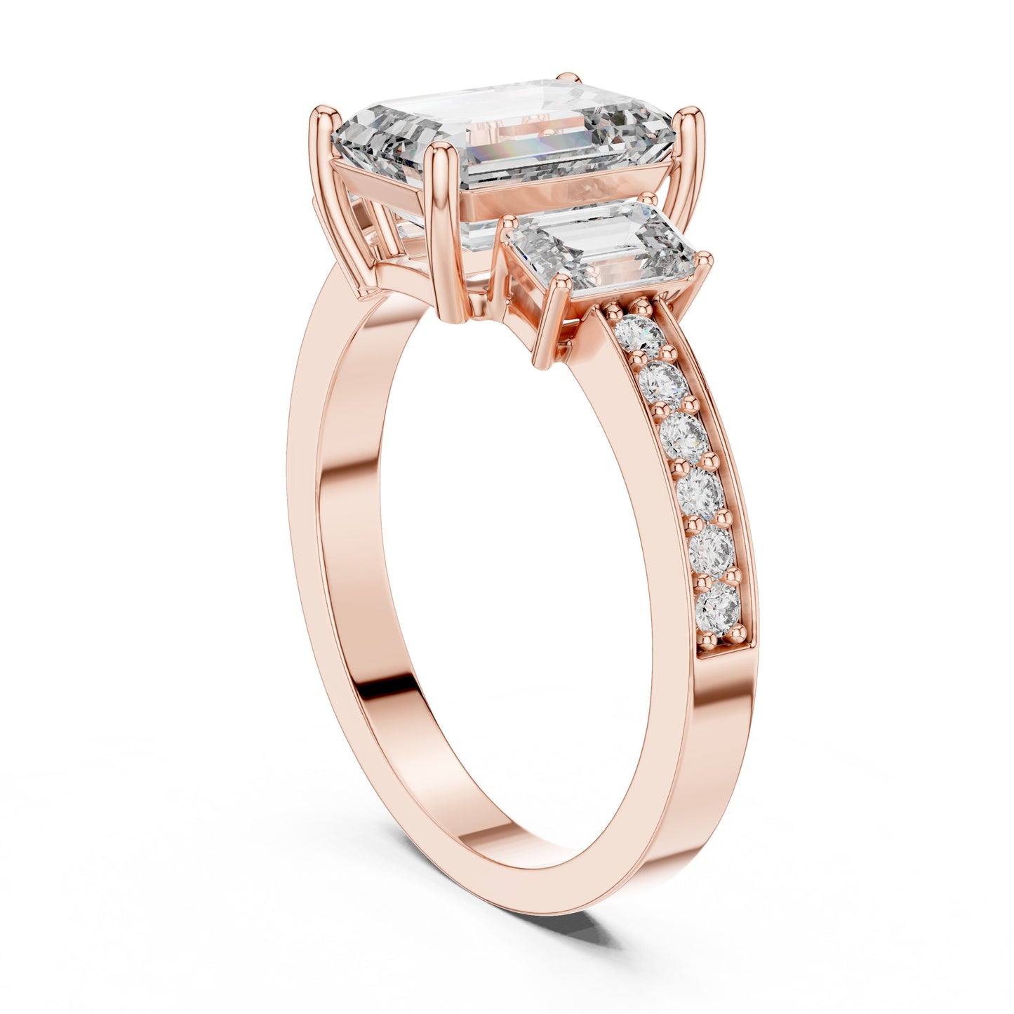 Mixed Shape Lab Grown Diamond Side Stone Ring