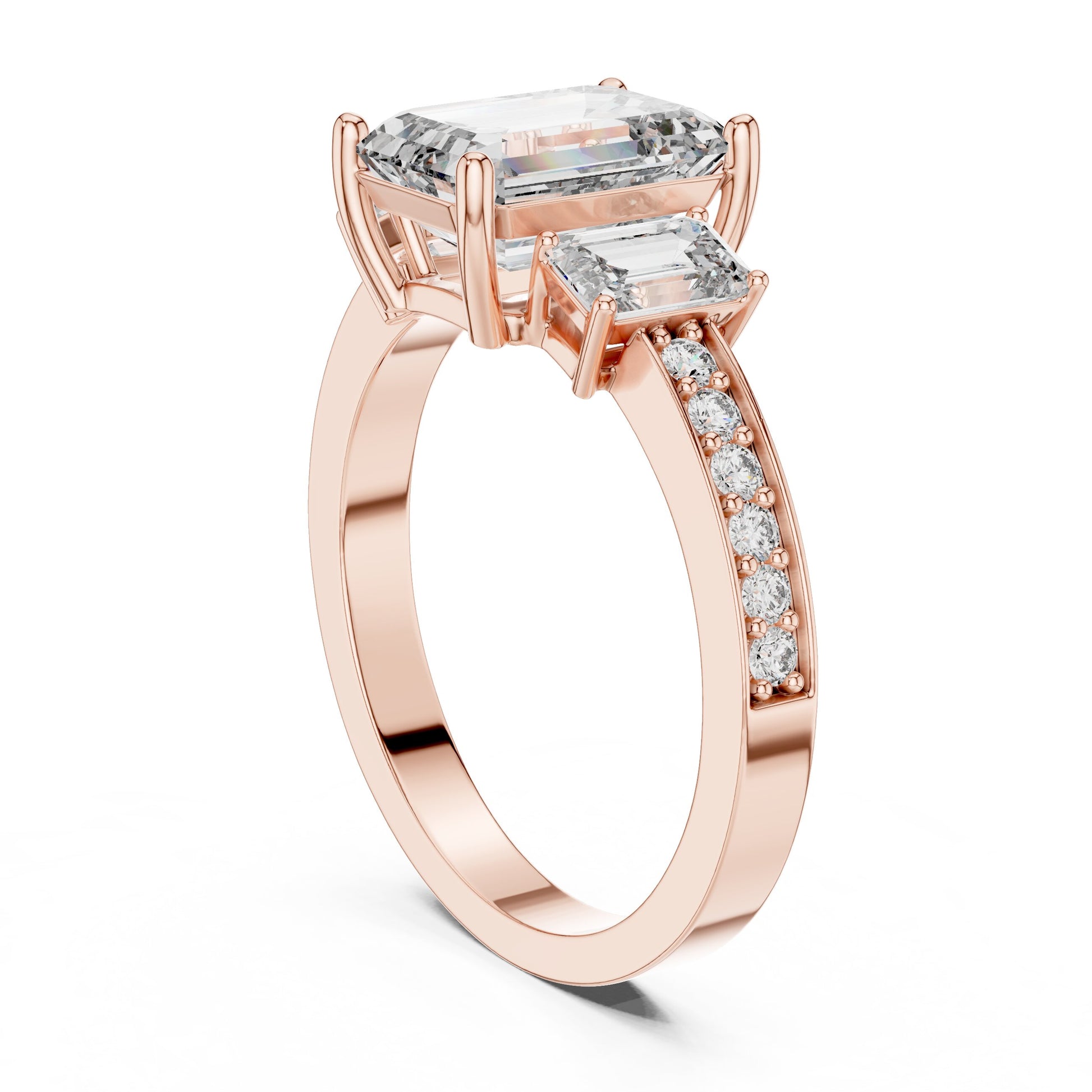 Mixed Shape Lab Grown Diamond Side Stone Ring