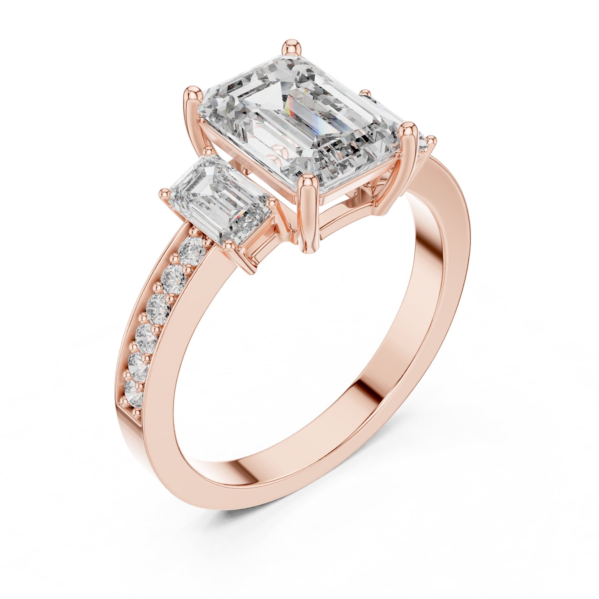 Mixed Shape Lab Grown Diamond Side Stone Ring