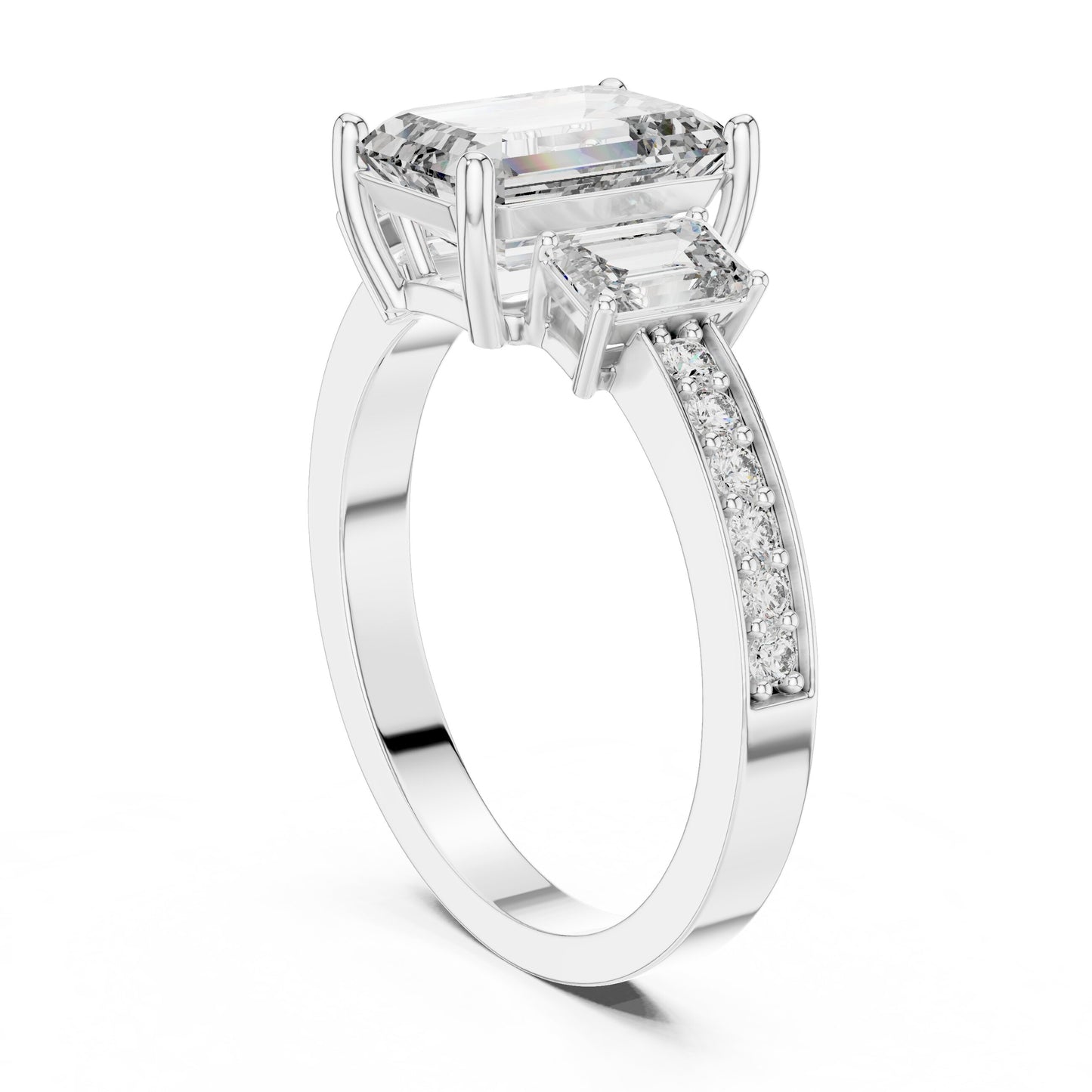 Mixed Shape Lab Grown Diamond Side Stone Ring