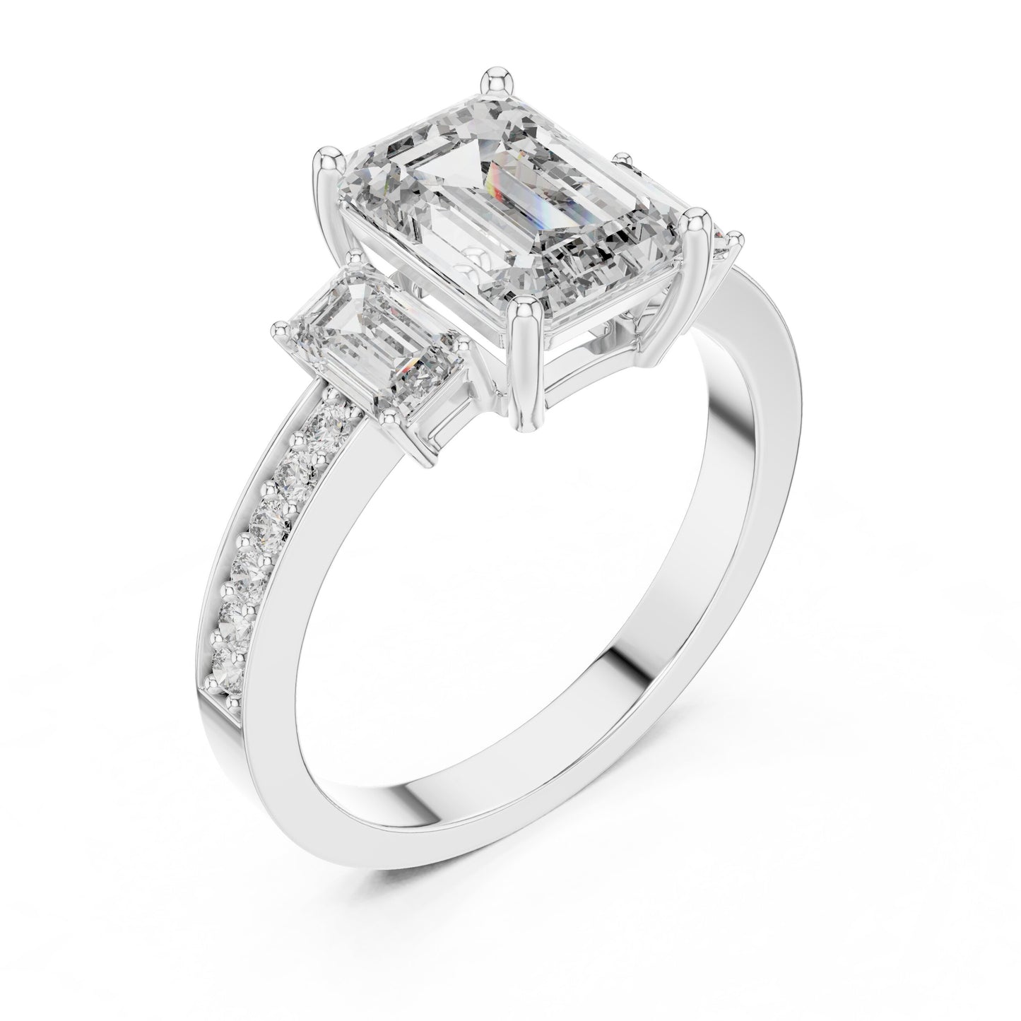 Mixed Shape Lab Grown Diamond Side Stone Ring