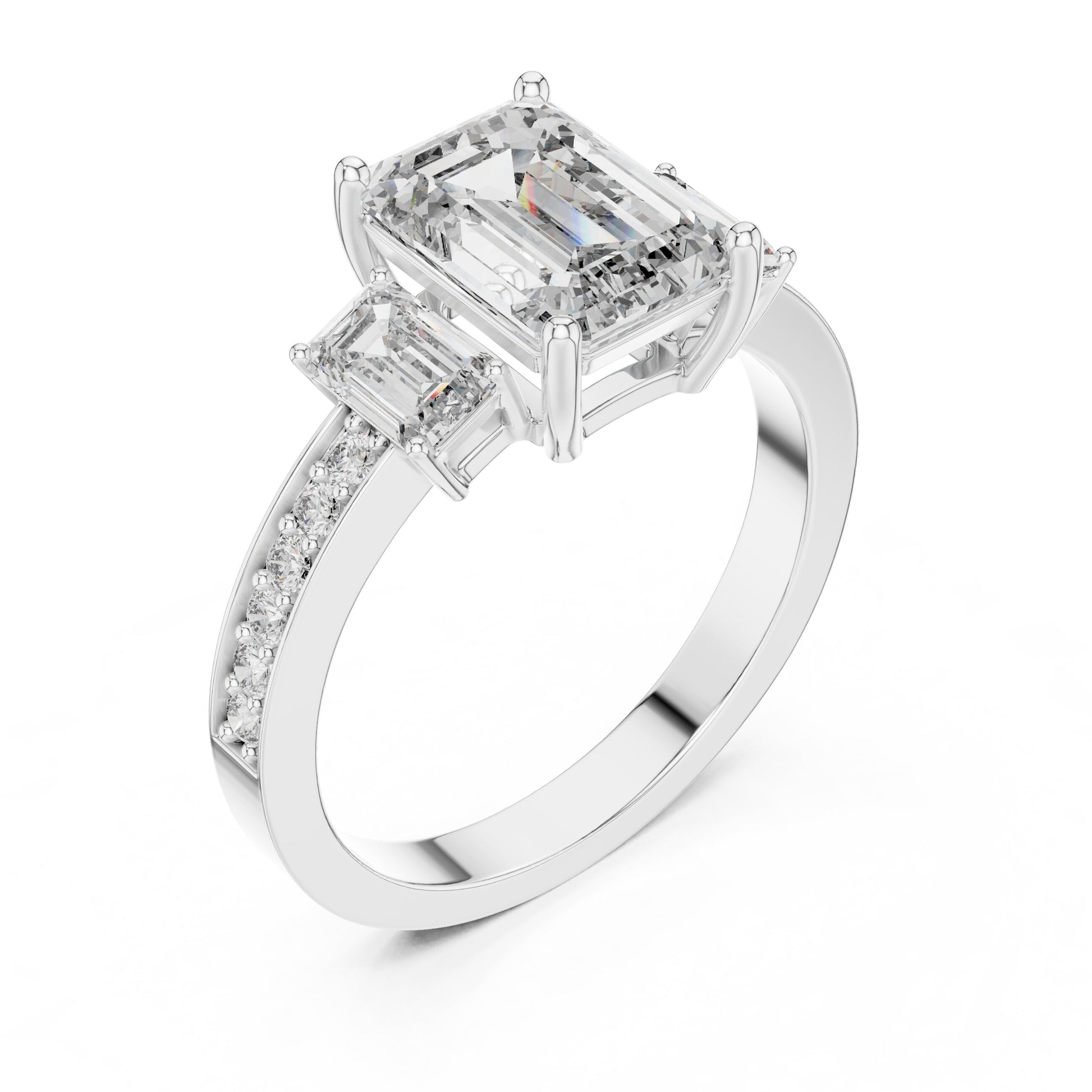 Mixed Shape Lab Grown Diamond Side Stone Ring