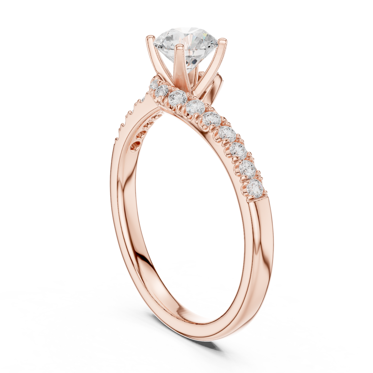 Round Side Stone Lab Grown Diamond Ring