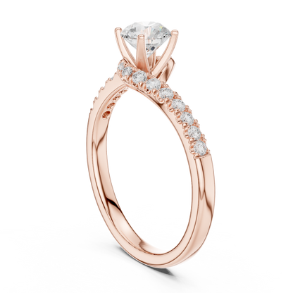 Round Side Stone Lab Grown Diamond Ring