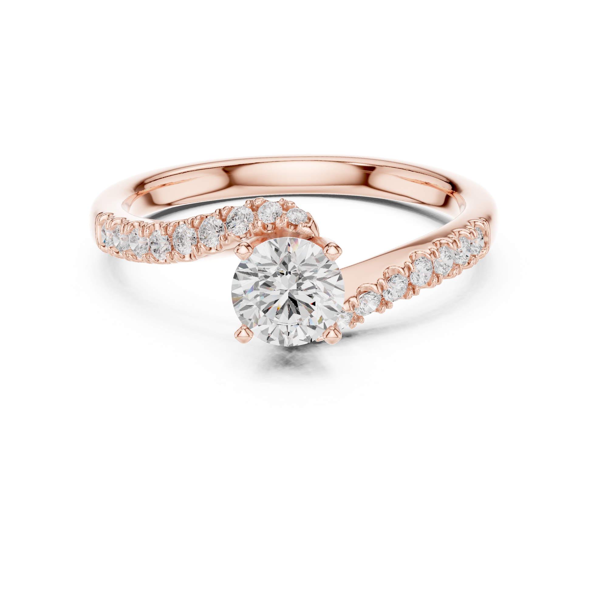 Round Side Stone Lab Grown Diamond Ring