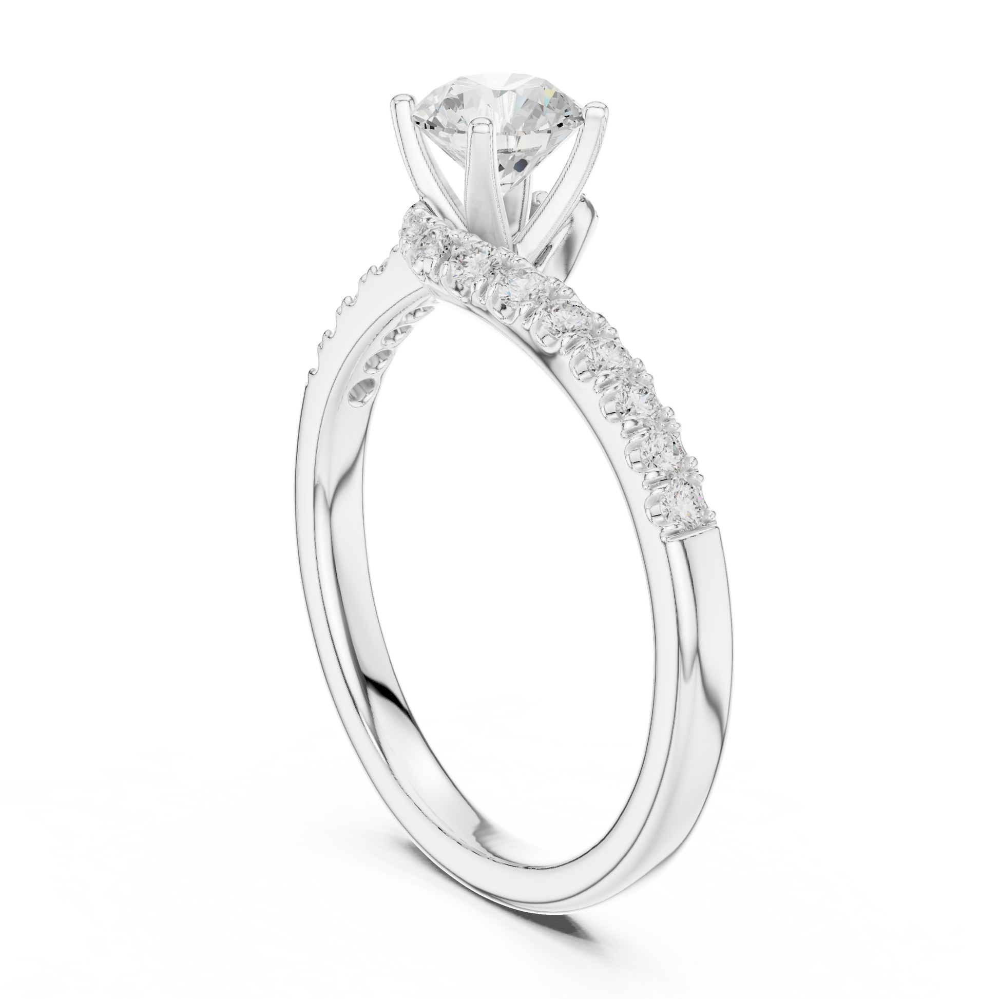 Round Side Stone Lab Grown Diamond Ring