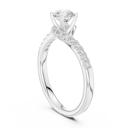 Round Side Stone Lab Grown Diamond Ring