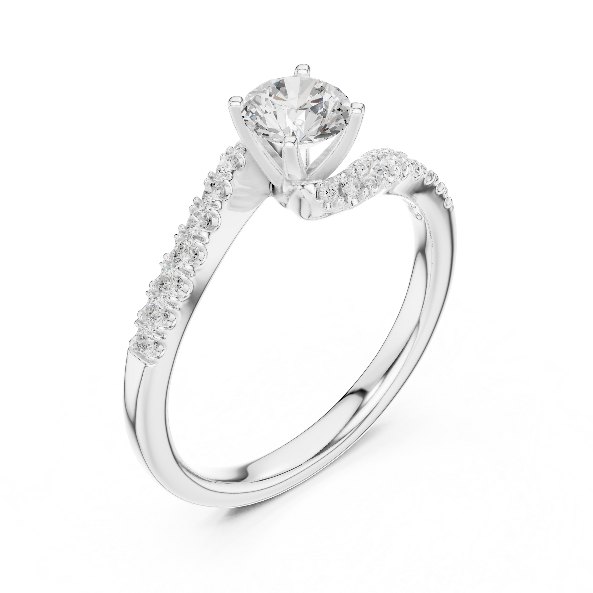 Round Side Stone Lab Grown Diamond Ring
