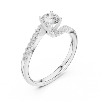 Round Side Stone Lab Grown Diamond Ring