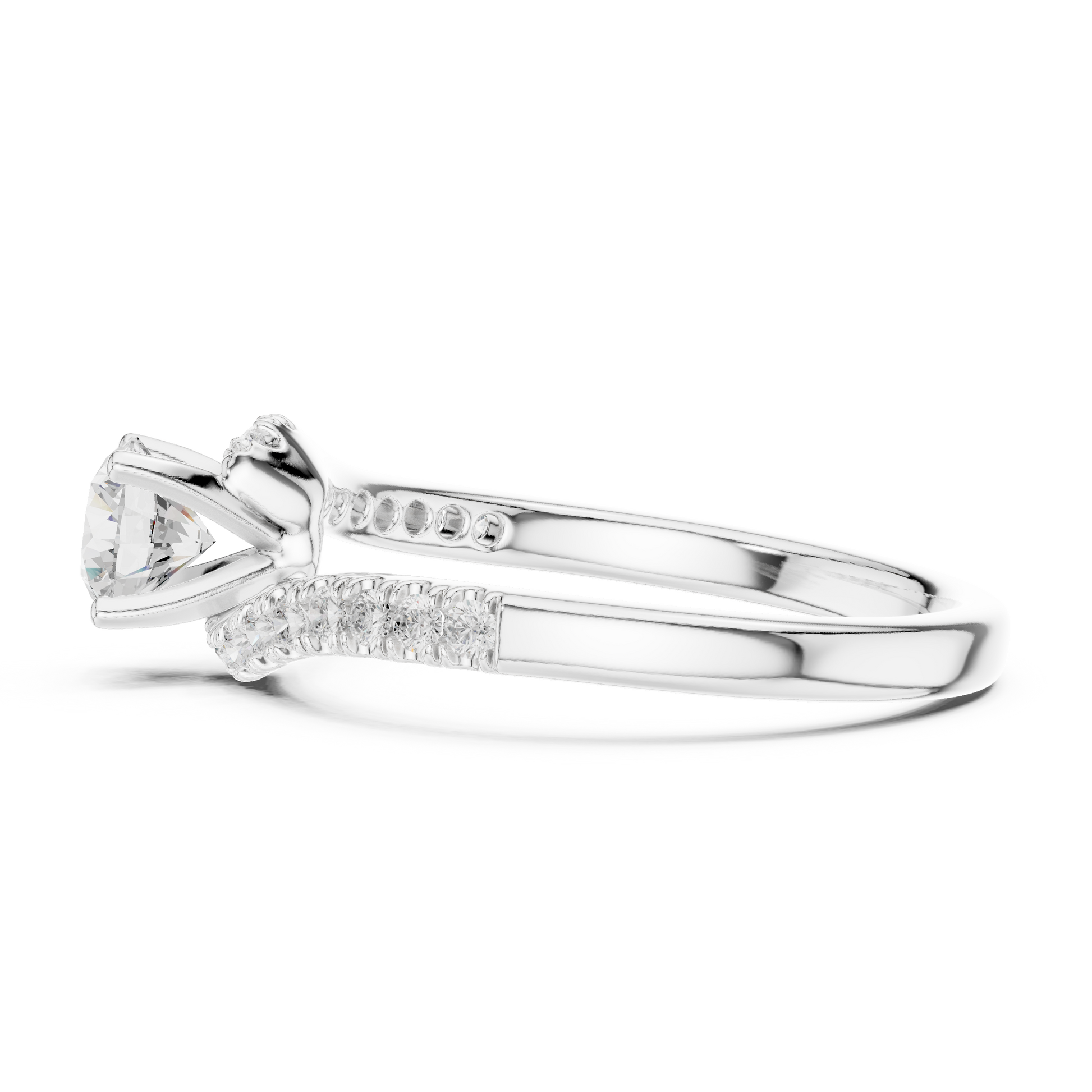 Round Side Stone Lab Grown Diamond Ring