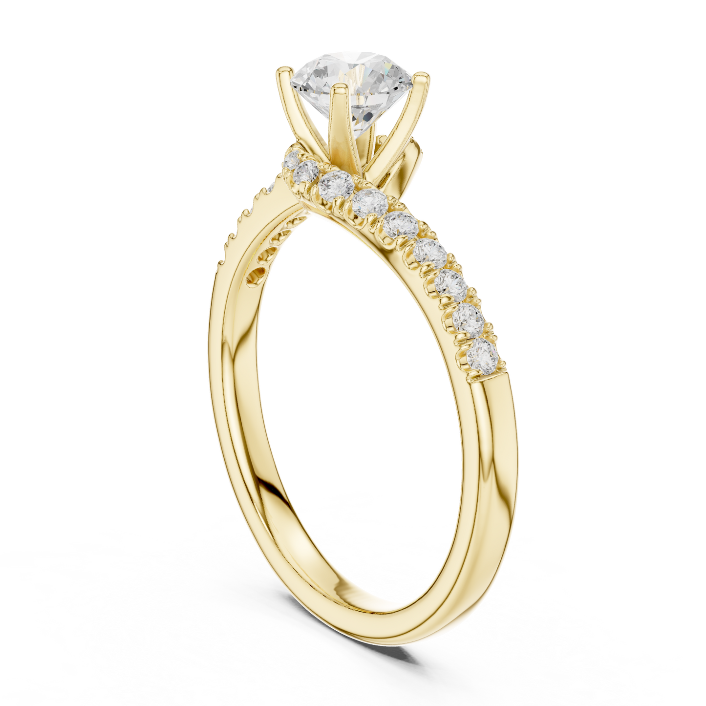 Round Side Stone Lab Grown Diamond Ring