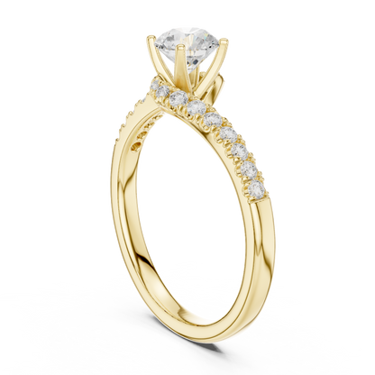 Round Side Stone Lab Grown Diamond Ring