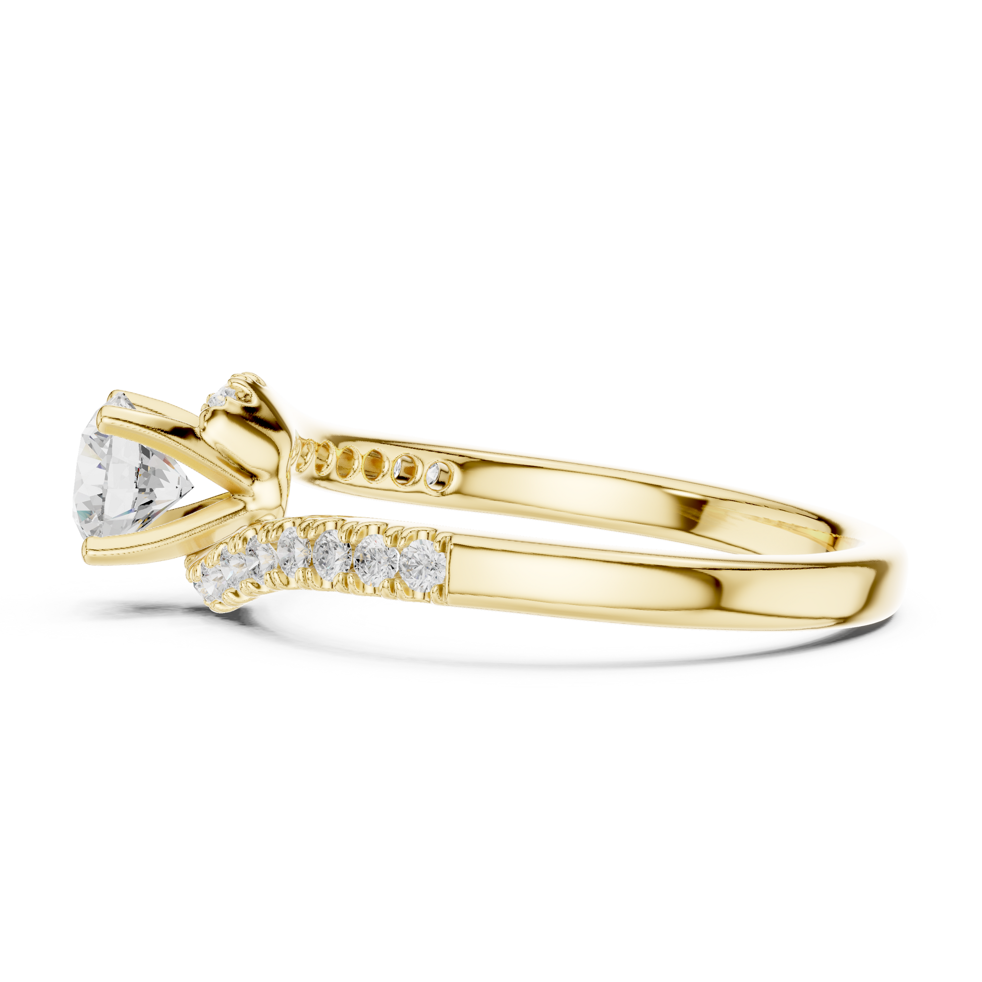 Round Side Stone Lab Grown Diamond Ring