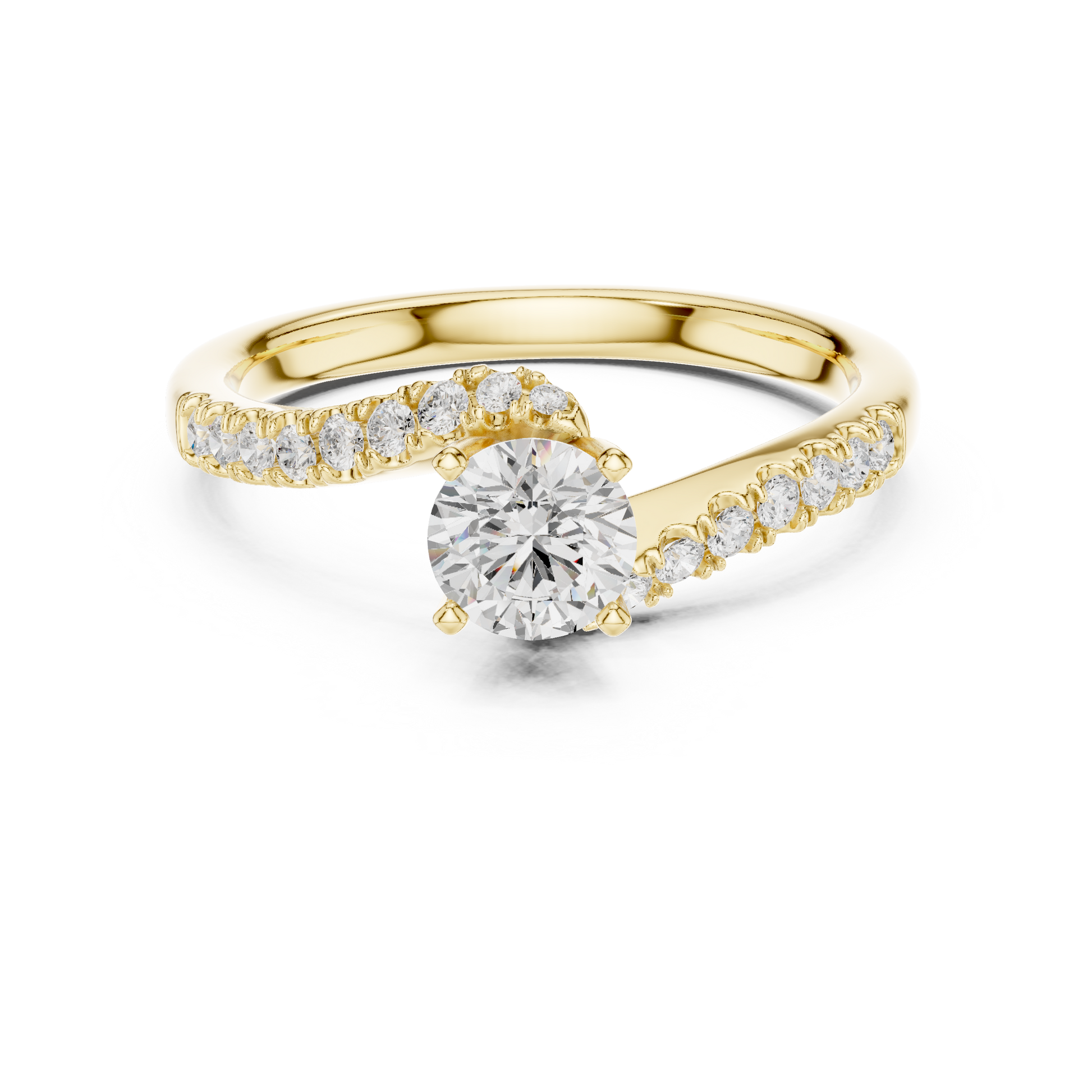 Round Side Stone Lab Grown Diamond Ring