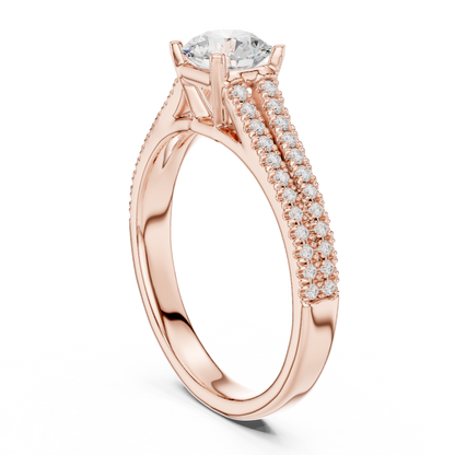 Round Side Stone Lab Grown Diamond Ring