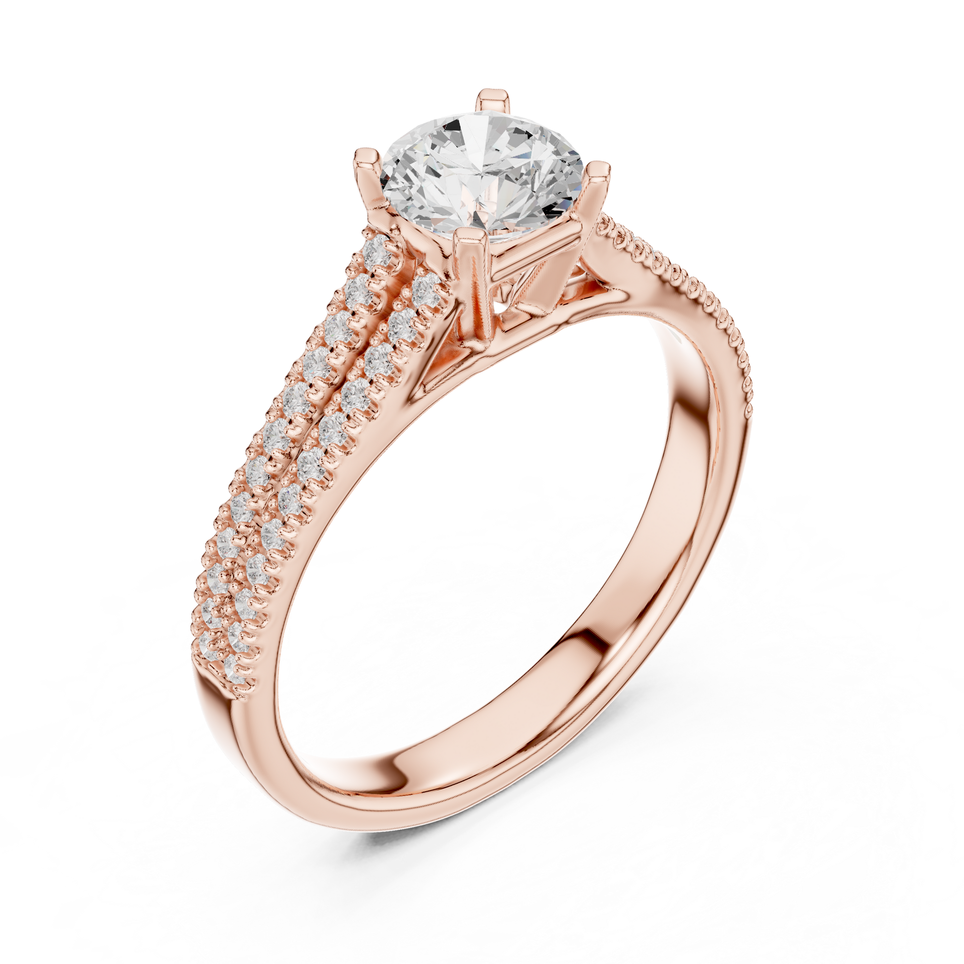 Round Side Stone Lab Grown Diamond Ring