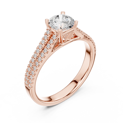 Round Side Stone Lab Grown Diamond Ring